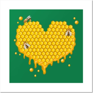 honeycombs heart made bees Posters and Art